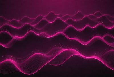 The primary subject of the image is a series of pink waves or ripples, which are displayed against a dark background. The visual style of the image is digital art, as it appears to be a computer-generated or digitally manipulated image. The dominant colors in the image are pink, creating a warm and soothing atmosphere.