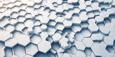 The primary subject of the image is a close-up of a white, geometric pattern. The pattern is composed of multiple white hexagons, which are arranged in a visually appealing manner. The setting is a white background, which provides a clean and minimalist appearance to the pattern. The visual style of the image is a combination of digital art and illustration, as it showcases the intricate details of the hexagons. The colors and mood of the image are predominantly white, giving it a clean, modern,