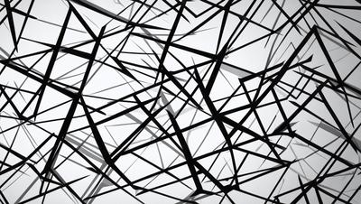 The primary subject of the image is a black and white pattern, which appears to be a digital art or illustration. The setting is a white background, and the visual style gives the impression of a textured or patterned surface. The colors and mood of the image are predominantly black and white, creating a sense of depth and contrast.