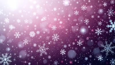 The primary subject of the image is a snowy scene with a purple background. The setting is a winter landscape, and the visual style is a combination of photo and digital art. The dominant colors are purple and white, creating a serene and peaceful atmosphere.