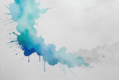 The primary subject of the image is a painting or drawing of a blue and white waterfall. The setting is a white background, which provides a clean and minimalist appearance. The visual style is a combination of digital art and illustration, as the waterfall appears to be digitally created and painted. The dominant colors are blue and white, creating a serene and calming atmosphere.