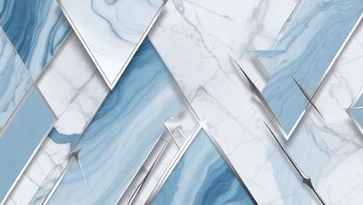 The primary subject of the image is a blue and white marble pattern. The setting is a white marble surface, which serves as the background. The visual style is a combination of digital art and illustration, creating a unique and intricate design. The dominant colors are blue and white, giving the image a clean and elegant appearance.
