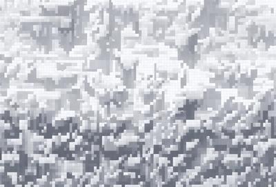 The primary subject of the image is a close-up of a white, textured surface. The setting appears to be a snowy environment, with the surface possibly being a snow-covered ground or a white wall. The visual style of the image is digital art, as it is a close-up of a pattern or texture. The colors and mood of the image are predominantly white, giving it a clean and serene atmosphere.