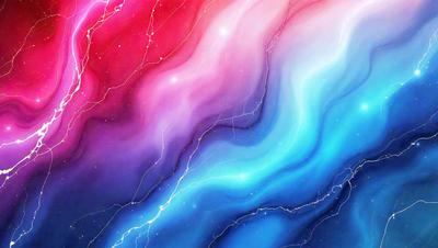 The primary subject of the image is a colorful, swirling pattern of light and color. The setting is a bright, colorful background that contrasts with the swirling pattern. The visual style is a combination of digital art and illustration, creating a vibrant and dynamic scene. The dominant colors are blue, purple, and pink, giving the image a lively and energetic atmosphere.