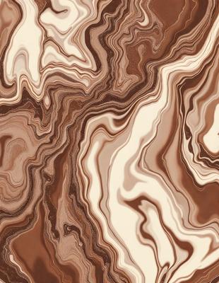 The primary subject of the image is a marbled pattern, which is the main object, scene, or focus of the image. The setting or background is a brown and white marbled surface, which is visible. The visual style of the image is a photo, as it is a close-up of the marbled pattern. The dominant colors in the image are brown and white, creating a natural and earthy atmosphere.