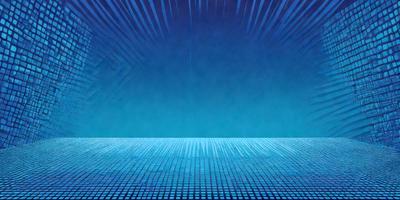 The primary subject of the image is a blue background with a pattern of white squares. The setting appears to be a futuristic environment, possibly a space station or a high-tech facility. The visual style of the image is digital art, as it features a complex and intricate pattern of squares. The dominant colors in the image are blue and white, creating a calm and serene atmosphere.