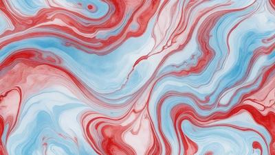 The primary subject of the image is a swirling, colorful pattern that appears to be a mix of red, white, and blue. The setting is a white and blue background, which contrasts with the vibrant colors of the pattern. The visual style of the image is a combination of digital art and illustration, creating a dynamic and eye-catching design. The dominant colors in the image are red, white, and blue, which evoke a sense of patriotism and energy.
