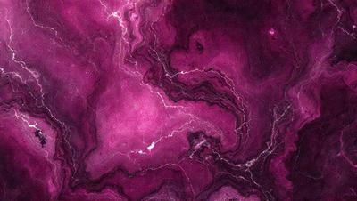 The primary subject of the image is a purple marbled surface with a pattern of lightning bolts. The setting is a dark room, and the visual style appears to be a combination of a photo and a digital art or illustration. The dominant colors are purple and pink, creating a moody and dramatic atmosphere.