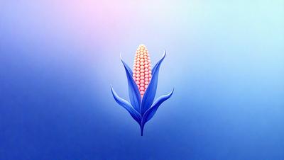 The primary subject of the image is a blue and pink cornflower, which is the main object, scene, or focus of the image. The setting or background of the image is a blue sky, which provides a contrasting and visually appealing backdrop. The visual style of the image is digital art, as it is a computer-generated or digitally created illustration. The dominant colors in the image are blue and pink, which create a vibrant and lively atmosphere.