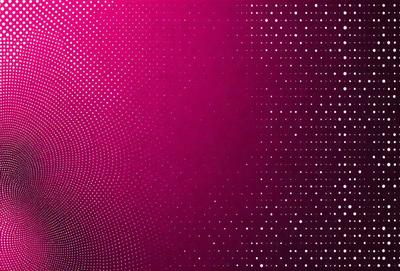 The primary subject of the image is a large, pink wall with a pattern of white dots. The setting is a room with a pink background, and the visual style appears to be a combination of a photo and digital art. The dominant colors are pink and white, creating a warm and inviting atmosphere.