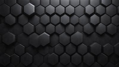 The primary subject of the image is a black and white patterned wall. The setting is a dark room with a black background. The visual style is a close-up of the patterned wall, which gives a sense of depth and texture. The dominant colors are black and white, creating a moody and dramatic atmosphere.