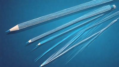 The primary subject of the image is a row of white, thin, and long strings. These strings are arranged in a straight line, creating a visually appealing pattern. The setting is a blue background, which provides a contrasting and complementary color to the white strings. The visual style of the image is a close-up of the strings, showcasing their intricate details. The overall atmosphere of the image is clean, minimalistic, and elegant, with the white strings and blue background creating a sense of harmony and balance.