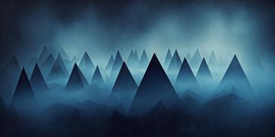 The primary subject of the image is a series of triangular shapes, which are black and white in color. These shapes are arranged in a way that creates a sense of depth and dimension. The setting is a dark, cloudy sky, which adds to the overall mood of the image. The visual style is a combination of digital art and illustration, giving the image a unique and artistic appearance. The dominant colors are black and white, with the triangular shapes being the main focus of the image.