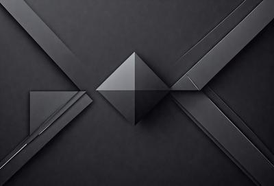The primary subject of the image is a black and white geometric pattern. The setting is a black background, which emphasizes the pattern. The visual style is a combination of digital art and illustration, creating a modern and minimalist appearance. The dominant colors are black and white, giving the image a sleek and sophisticated mood.