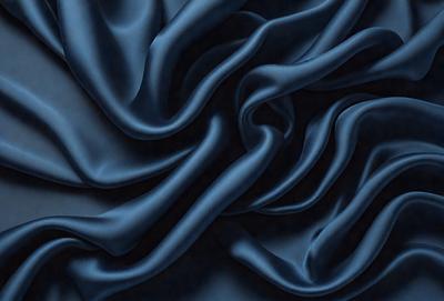 The primary subject of the image is a blue fabric, which appears to be a piece of cloth or a curtain. The setting is a dark room, and the visual style is a close-up of the fabric. The colors and mood of the image are predominantly dark and moody, with the blue fabric being the main focus.