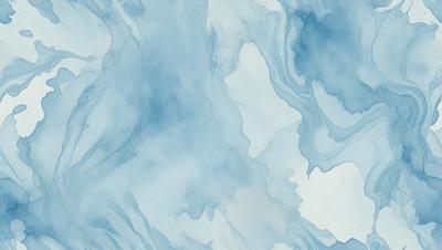 The primary subject of the image is a blue and white swirling pattern, which appears to be a painting or a digital artwork. The setting is a blue background, and the visual style is a combination of photo and digital art. The dominant colors are blue and white, creating a calming and serene atmosphere.