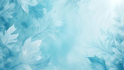 The primary subject of the image is a blue background with white leaves. The setting is a cloudy sky, and the visual style is a digital art or illustration. The dominant colors are blue and white, creating a calm and serene atmosphere.