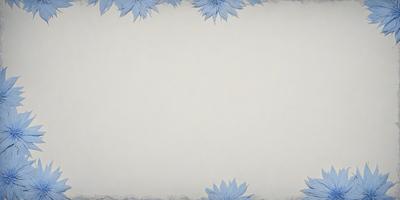 The primary subject of the image is a white sheet of paper with a blue flower pattern on it. The setting is a white background, and the visual style is a patterned design. The dominant colors are white and blue, creating a calm and serene atmosphere.