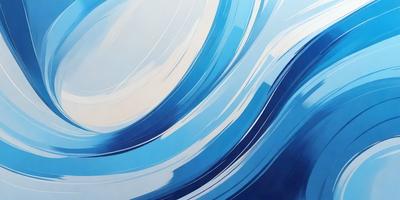 The primary subject of the image is a large, blue wave with white and blue swirls. The wave is the main focus of the image, and it is set against a white background. The visual style of the image is a painting, which gives it a unique and artistic appearance. The dominant colors in the image are blue and white, creating a sense of calmness and tranquility.