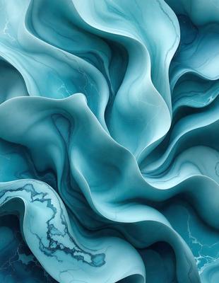 The primary subject of the image is a blue and white swirl pattern, which appears to be a digital art or illustration. The setting is a blue background, and the visual style is a combination of digital art and illustration. The dominant colors are blue and white, creating a calming and soothing atmosphere.