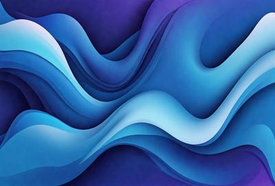 The primary subject of the image is a blue and white wave, which is the main focus of the scene. The setting is a blue background, which complements the colors of the wave. The visual style is a digital art or illustration, as the wave is depicted in a detailed and artistic manner. The dominant colors are blue and white, creating a calm and serene atmosphere.