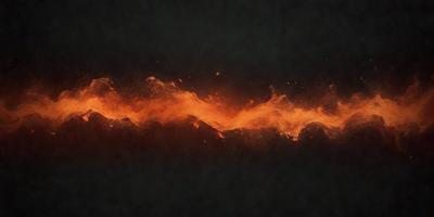 The primary subject of the image is a fire, which is depicted as a long, curved line of orange flames. The setting is a dark background, which contrasts with the bright, fiery line. The visual style is a digital art or illustration, as the fire appears to be a digital representation of a flame. The colors and mood of the image are predominantly orange and intense, creating a dramatic and captivating scene.