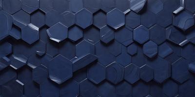 The primary subject of the image is a blue wall with a pattern of hexagonal shapes. The setting is a room with a blue background, and the visual style appears to be a digital art or illustration. The dominant colors are blue and black, creating a calm and soothing atmosphere.