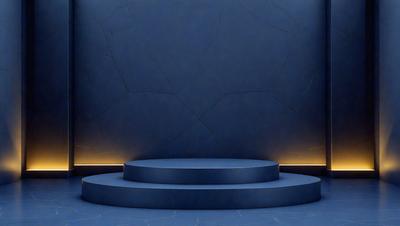 The primary subject of the image is a blue wall with a stone texture. The setting is a room with a blue wall, and the visual style is a photo. The dominant colors are blue and grey, creating a calm and serene atmosphere.