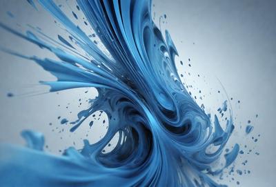 The primary subject of the image is a blue, swirling, and flowing pattern, which appears to be a digital art or illustration. The setting is a white background, which provides a clean and minimalist appearance. The visual style is modern and creative, showcasing the artist's skill in creating intricate and captivating designs. The colors and mood of the image are predominantly blue, which evokes a sense of calmness and tranquility.