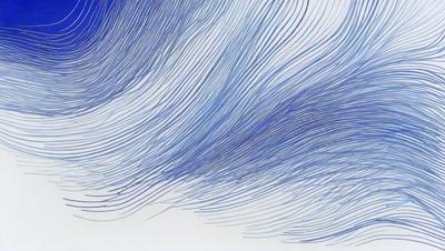 The primary subject of the image is a blue and white wave pattern. The setting is a white background, which provides a clean and minimalist appearance. The visual style is a combination of digital art and illustration, creating a unique and artistic representation of the wave pattern. The dominant colors are blue and white, which evoke a sense of calmness and tranquility.