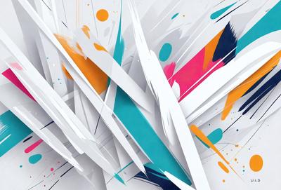 The primary subject of the image is a white and blue abstract art piece. The setting is a white background, and the visual style appears to be a combination of digital art and illustration. The dominant colors are white and blue, creating a clean and calming atmosphere.