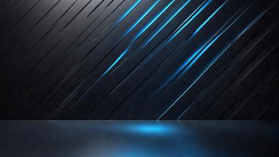 The primary subject of the image is a blue and black striped pattern. The setting is a black background, and the visual style appears to be a digital art or illustration. The dominant colors are blue and black, creating a modern and sleek atmosphere.