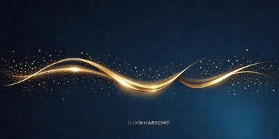 The primary subject of the image is a gold and blue swirl pattern. The setting is a blue background, and the visual style appears to be a digital art or illustration. The dominant colors are gold and blue, creating a sense of elegance and sophistication.