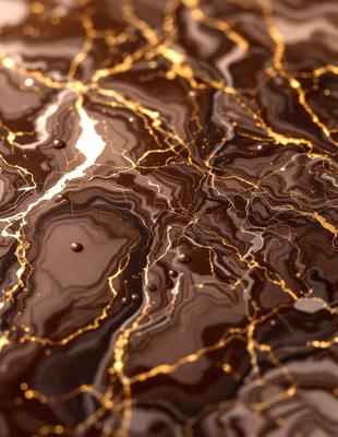 The primary subject of the image is a close-up of a marbled surface, possibly a piece of marble or a marbled table. The setting is a dark room, and the visual style appears to be a combination of a photo and a digital art or illustration. The colors and mood of the image are dark and moody, with the marbled surface being the main focus.
