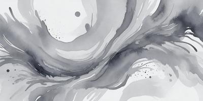 The primary subject of the image is a painting or drawing of a waterfall. The setting is a white background, which provides a clean and minimalist appearance. The visual style is a combination of watercolor and ink, giving the artwork a unique and artistic touch. The dominant colors are shades of gray, blue, and white, creating a serene and calming atmosphere.