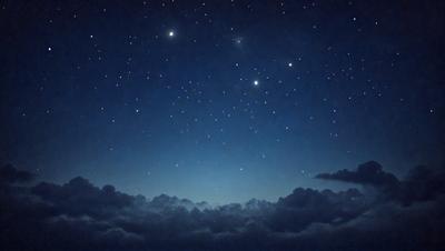 The primary subject of the image is the night sky filled with stars. The setting is a cloudy night, with the sky appearing dark and the stars shining brightly. The visual style is a digital art or illustration, as the image captures the beauty of the night sky with a sense of depth and detail. The colors and mood of the image are predominantly dark and serene, with the stars providing a sense of wonder and tranquility.