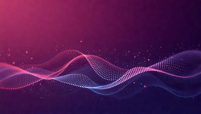The primary subject of the image is a wave, which is the main object, scene, or focus of the image. The wave is depicted in a digital art style, with a purple background and a blue-green color scheme. The setting is a dark background, which adds to the overall atmosphere of the image.