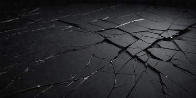 The primary subject of the image is a cracked, damaged surface, possibly a table or a wall. The setting is a dark room, and the visual style appears to be a photo or a drawing. The colors and mood of the image are dark and moody, with the cracked surface creating a sense of damage or decay.