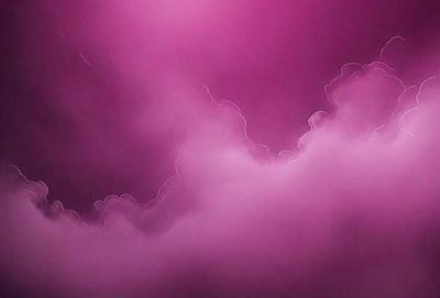 The primary subject of the image is a pink cloud, which is the main focus of the scene. The setting is a purple sky, creating a contrasting backdrop for the cloud. The visual style of the image is a combination of photo and digital art, as it appears to be a photo of a digital art piece. The dominant colors in the image are pink and purple, giving it a warm and vibrant atmosphere.