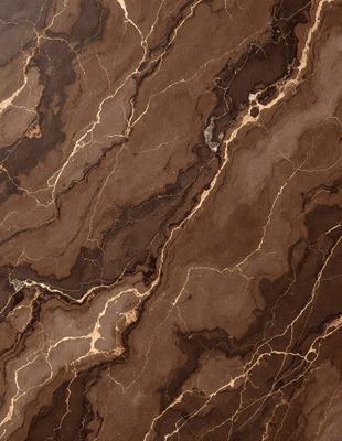 The image features a close-up of a marble surface with a brown and gold color palette. The marble has a natural texture and pattern, giving it a unique and elegant appearance. The setting appears to be a room with a brown and gold color scheme, which complements the marble surface. The visual style of the image is a close-up of the marble, showcasing its intricate details and natural beauty.