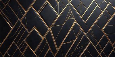 The primary subject of the image is a black and gold patterned wallpaper. The setting is a room with a black and gold wallpapered wall. The visual style is a close-up of the wallpaper, showcasing the intricate design. The dominant colors are black and gold, creating a luxurious and elegant atmosphere.