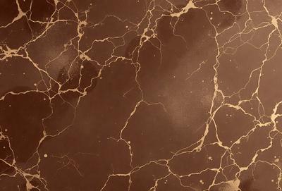 The primary subject of the image is a close-up of a brown marble wall with a textured surface. The setting is a room with a brown marble wall, and the visual style is a photo. The dominant colors are brown and gold, creating a warm and earthy atmosphere.