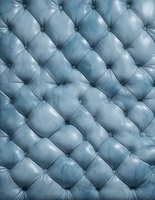 The primary subject of the image is a blue couch with a patterned design. The setting is a room with a blue background, and the visual style appears to be a photo. The dominant colors in the image are blue and white, creating a calm and soothing atmosphere.
