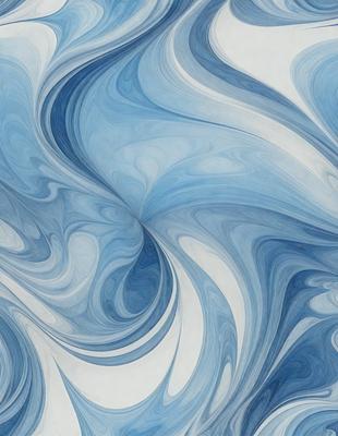 The primary subject of the image is a blue and white swirl pattern, which is the main object, scene, or focus of the image. The setting or background features a white surface, which provides a clean and minimalistic backdrop for the swirl pattern. The visual style of the image is a combination of digital art and illustration, as it is a well-crafted and detailed design. The dominant colors in the image are blue and white, creating a sense of calmness and tranquility.