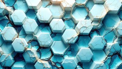 The primary subject of the image is a blue and white patterned surface, which appears to be a tile or a wall with a cracked appearance. The setting is a room with a blue and white color scheme. The visual style is a close-up of the blue and white patterned surface, which gives the image a digital art or illustration appearance. The colors and mood of the image are predominantly blue and white, creating a calm and serene atmosphere.