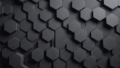 The primary subject of the image is a black and white patterned wall. The setting is a black background, and the visual style is a close-up of the pattern. The dominant colors are black and white, creating a bold and striking atmosphere.