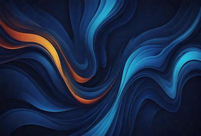 The primary subject of the image is a blue and orange swirl, which appears to be a digital art or illustration. The setting is a dark blue background, creating a contrasting effect with the swirl. The visual style suggests a modern and creative approach to art. The dominant colors are blue and orange, creating a vibrant and dynamic atmosphere.