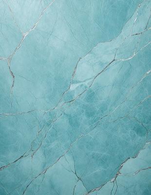 The primary subject of the image is a blue marble wall with a pattern of white and grey veins. The setting is a room with a blue-green marble wall, which serves as the background. The visual style is a close-up of the marble wall, showcasing its unique texture and pattern. The colors and mood of the image are predominantly blue and green, creating a serene and calming atmosphere.