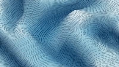 The primary subject of the image is a blue ocean with waves. The setting is the ocean, and the visual style is a digital art or illustration. The dominant colors are blue and white, creating a calm and serene atmosphere.