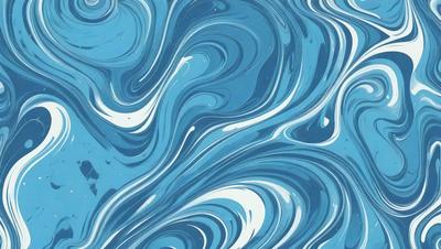 The primary subject of the image is a blue and white ocean wave. The setting is the ocean, with the wave being the main focus of the image. The visual style is a digital art or illustration, as the wave is depicted in a detailed and artistic manner. The dominant colors are blue and white, creating a serene and calming atmosphere.